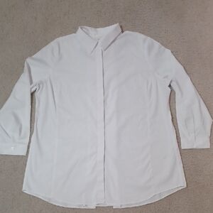 Chicos Button Up Top With Semi-Sheer Back